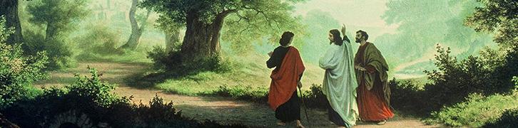 Jesus and the other two on the walk to emmaus